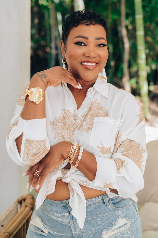 "Sea Breeze" Button Up Cover Up Top/Tunic