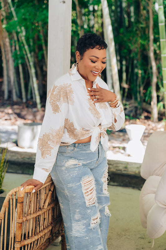 "Sea Breeze" Button Up Cover Up Top/Tunic